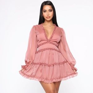 Flare ruffle mini dress